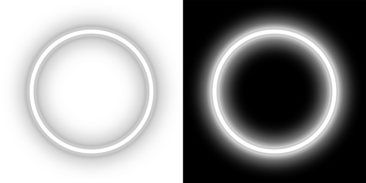 Bright white neon glow circular ring Bright white neon glow circular ring circle frame border with empty center space and glowing lighting effect on transparent background png design. light speed - Powered by Adobe