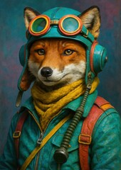 Obraz premium Fox aviator portrait wallpaper