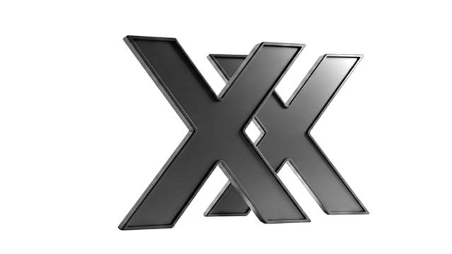 Two Black 3D Letter X Overlapping - Powered by Adobe