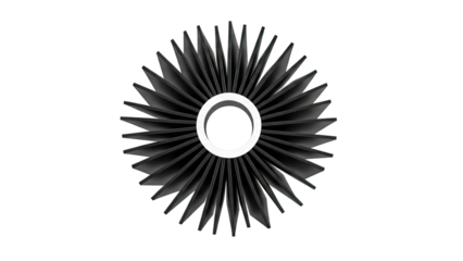 Black radial finned heat sink with white inner ring