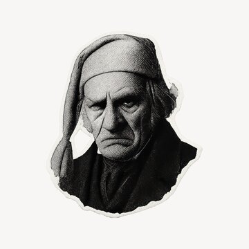 Vintage grumpy old man illustration.