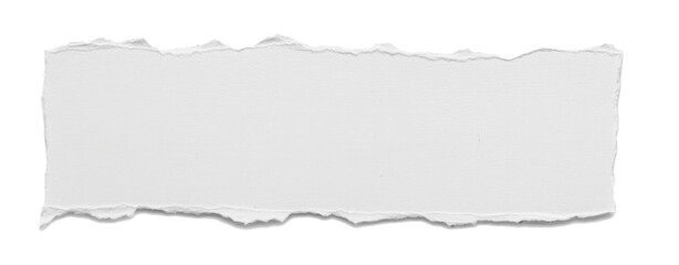 Naklejka premium Isolated Blank White Paper Strip with Rough, Torn Edges on a Clean Background, Ideal for Text, Notes, or Design Elements, Highlighting Natural Paper Texture and Subtle Shadow.