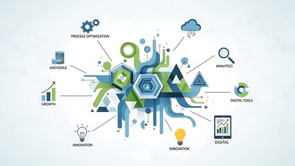 Business process optimization and digital transformation concept