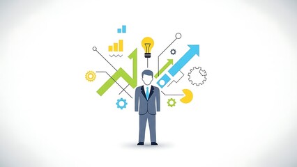 Businessman with innovative ideas and growth strategy in modern concept