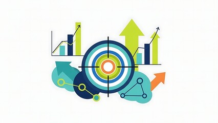 Obraz premium Business strategy and growth concept with target and rising charts