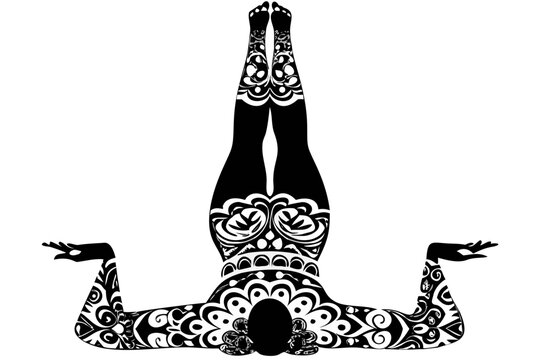 shoulderstand (sarvangasana) silhouette illustration for yoga, balance, and wellness concept design
