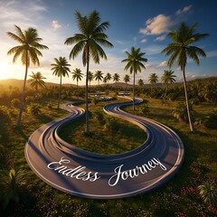 Endless Journey Road &ndash; Tropical Path, Freedom, and Travel Inspiration Art