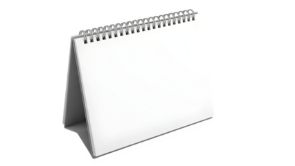 Blank White Desk Calendar Mockup with Spiral Binding for Schedule Planning and Management