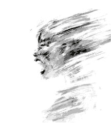 Woman skream vector. Уmotional storm, mental health crisis, and silent scream &mdash; powerful visual for therapy, self-care conten. Illustration of stress, panic attac. Emotiomnal pain, trauma psychology