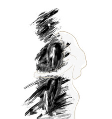 Emotional breakdown psychological storm vector. Couple pain, trauma, anger, and grief. illustration. Mental health, therapy, crisis, resilience, and healing content. Symbolizes vulnerability, safety.