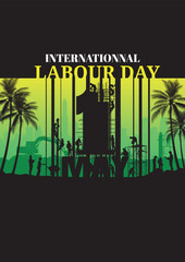 PrintLabour day background, Construction vector background, Worker in a building site.