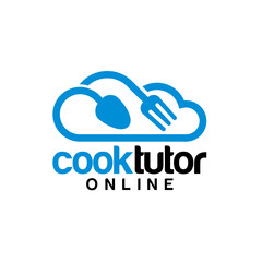 Cook Tutor Online Logo with Cloud and Utensils.
