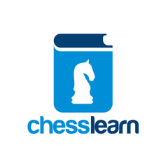 Chess Learn Logo with Knight Symbol and Book Icon.