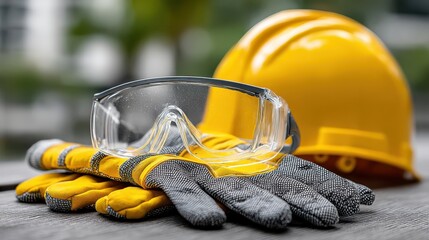 A bright, minimalist image showcasing personal protective equipment in a clean design.