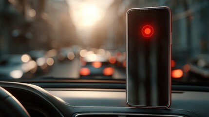 A smartphone shows a speed alert notification in a clear digital display.