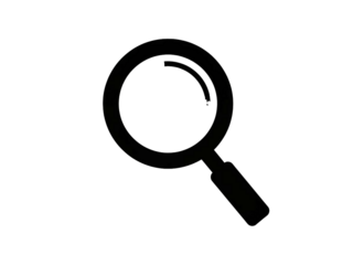 Minimalist Black Magnifying Glass Search Icon in Flat Vector Style transpernt PNG background
