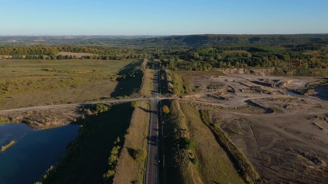 Gravel Pit Quarry in Caledon, Ontario, Canada. Forest area in background is called Forks Of The Credit