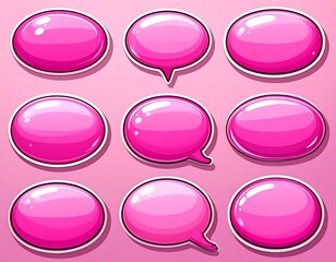 A collection of pink speech bubbles on a pink background