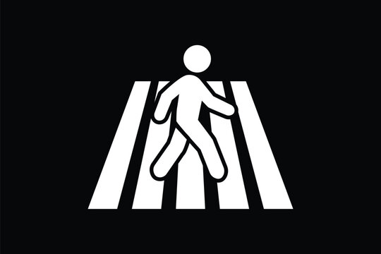 Pedestrian crosswalk icon set, Zebra crossing vectors flat, outline style, Road safety sign, Traffic walkway symbol, Urban street crossing design, city transport illustration on transparent background