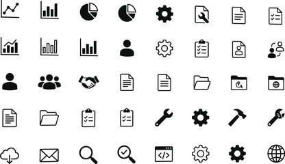 Business, technology, finance, nature, and office line icons for web design, infographic, marketing, presentation, app development, and professional branding