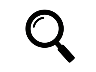 Minimalist Black Magnifying Glass Search Icon in Flat Vector Style transpernt PNG background