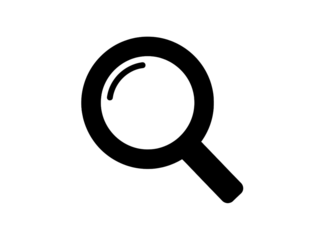 Minimalist Black Magnifying Glass Search Icon in Flat Vector Style transpernt PNG background