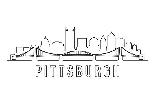 Pittsburgh city skyline with bridges and buildings outline