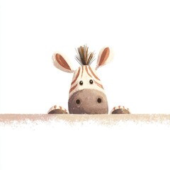 Fototapeta premium a quirky zebra peeking over a line