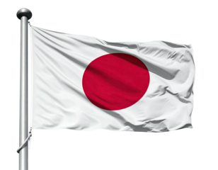 Japanese flag waving, white fabric, red circle