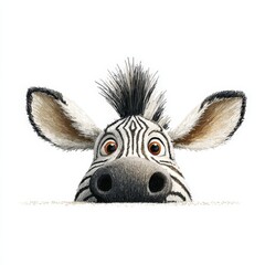 Fototapeta premium a quirky zebra peeking over a line