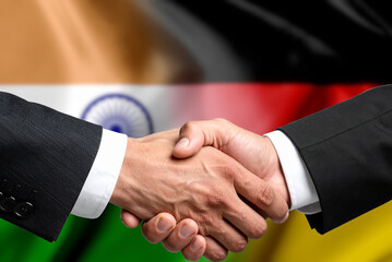 Handshake between India and Germany as a symbol of friendship and economic cooperation