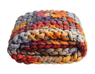 Chunky, braided multi-colored textile, fall leaf accent