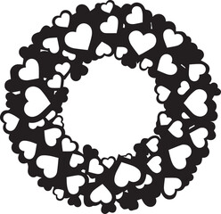 Black and white heart wreath for valentine s day or love celebration