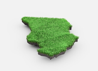 Chad Map Soil Land Geology Cross Section With Green Grass And Rock Ground Texture 3d Illustration
