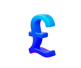 3D Gradient blue British Pound symbol, modern style with a glossy futuristic finish. 3D Illustration