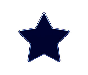 A deep blue 3D star with a translucent, glossy finish and subtle reflections. 3d Illustration