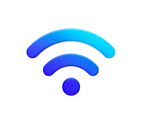 3D Gradient blue Wi-Fi symbol with smooth curves, representing wireless connectivity. 3D Illustration