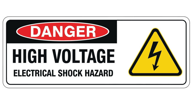 Danger High Voltage Electrical Shock Hazard Warning Sign - Safety Alert