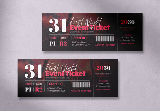 New Year Party Event Ticket