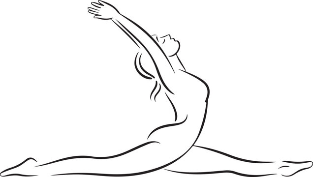 Continuous Line Drawing One-Legged King Pigeon Pose (Eka Pada Rajakapotasana)