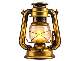 Old brass lantern glows warm, illuminating darkness