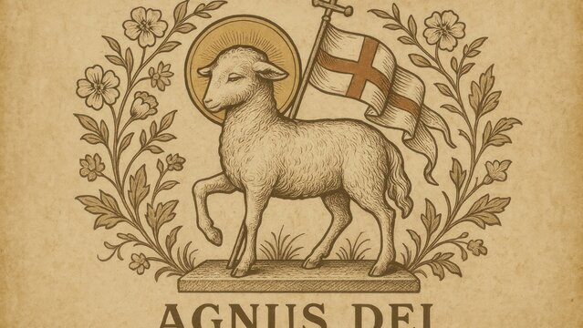 Lamb with religious symbolism wallpaper