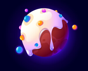 Vector cartoon donut planet in outer space © Cahya