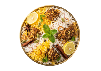 assorted indian sweets and snacks platter with lemon mint garnish