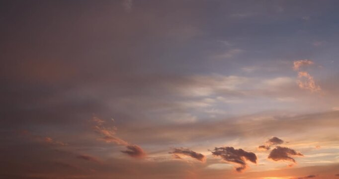 Beautiful multi-colored sunset with different colors and clouds as the sun sets over the horizon, multi-colored sky with warm colors and a touch of sunset or sunrise