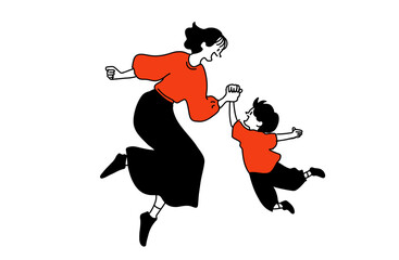 母と子のやさしい時間｜母の日の親子イラスト