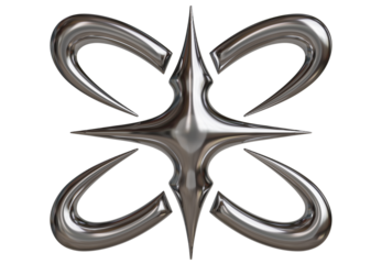 Silver Cybersigilism Ornamental Gothic Sigil with Neo Tribal and Cyber Aesthetic 3d Rendering