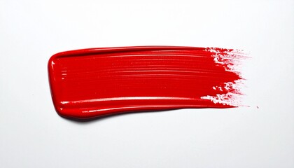 Bold Red Paint Stroke with Tapered Texture on White Background