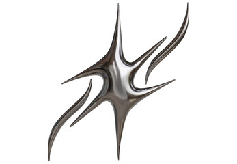Silver Cybersigilism Ornamental Gothic Sigil with Neo Tribal and Cyber Aesthetic 3d Rendering