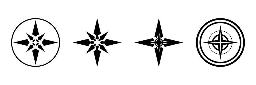 Black Compass direction sign for map